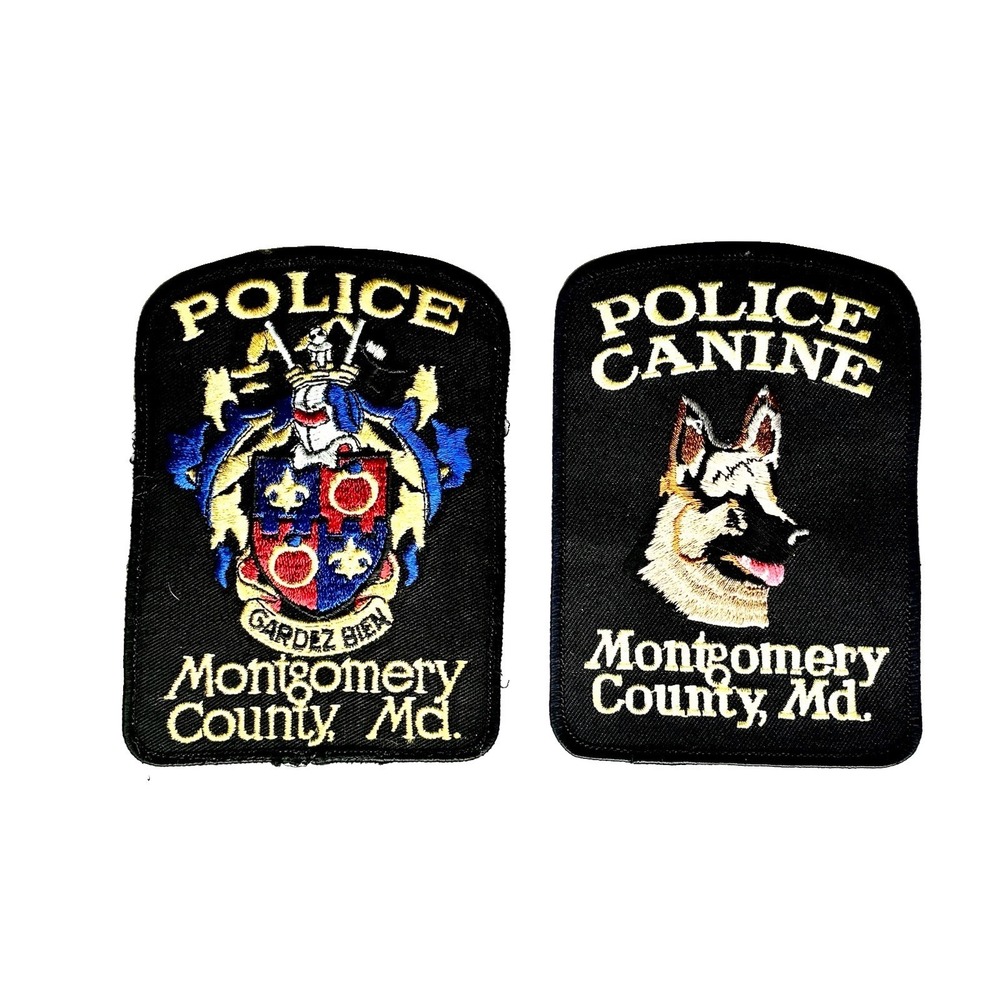 Vintage Montgomery County MD Police Patches K9 Canine Lot of 2 Obsolete Maryland